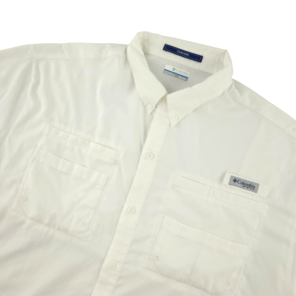 Columbia PFG Tamiami Shirt Mens 2XL White Short Sleeve Fishing Button Up